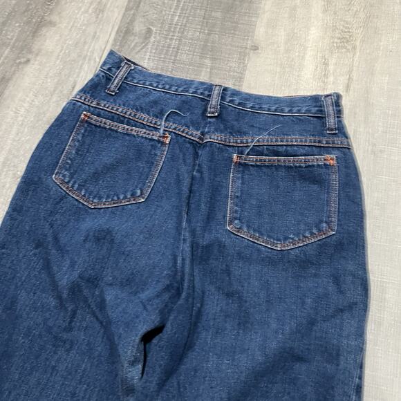 VTG 70s/80s Women's Dark Wash Straight Leg Denim Snap Western USA Jeans 15/16 - Picture 5 of 6